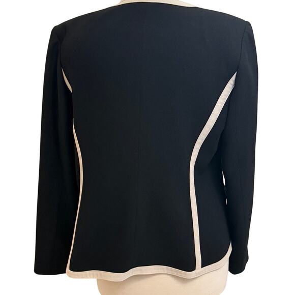Nygard Blazer Zip-Front Contrast Jacket Sz 10 White Trim Business Office Siren - Picture 2 of 8